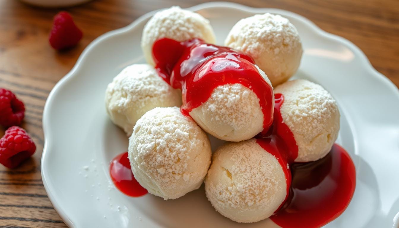 Almond Snowball Cookies with Raspberry Delight