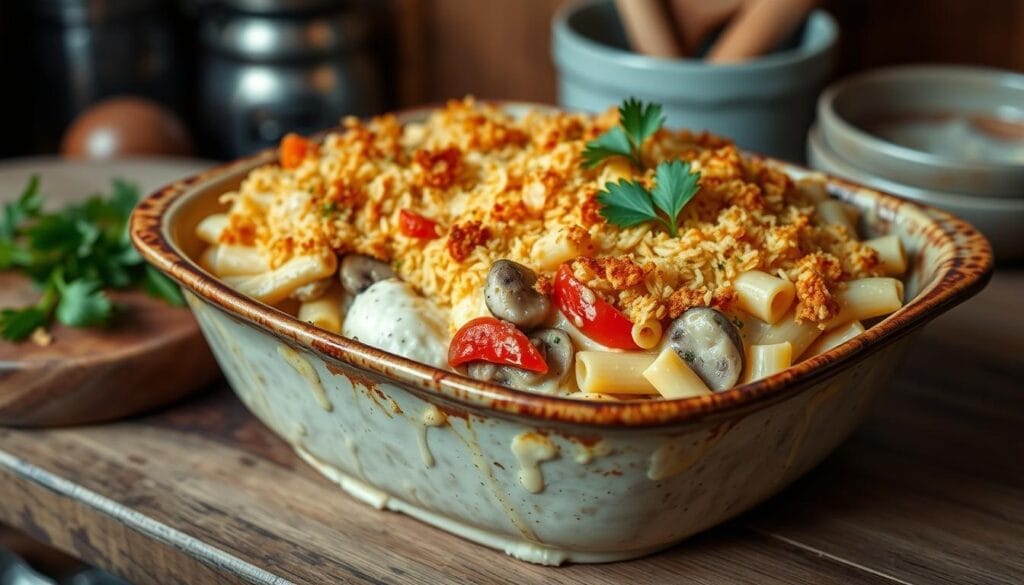 Chicken Tetrazzini pasta bake