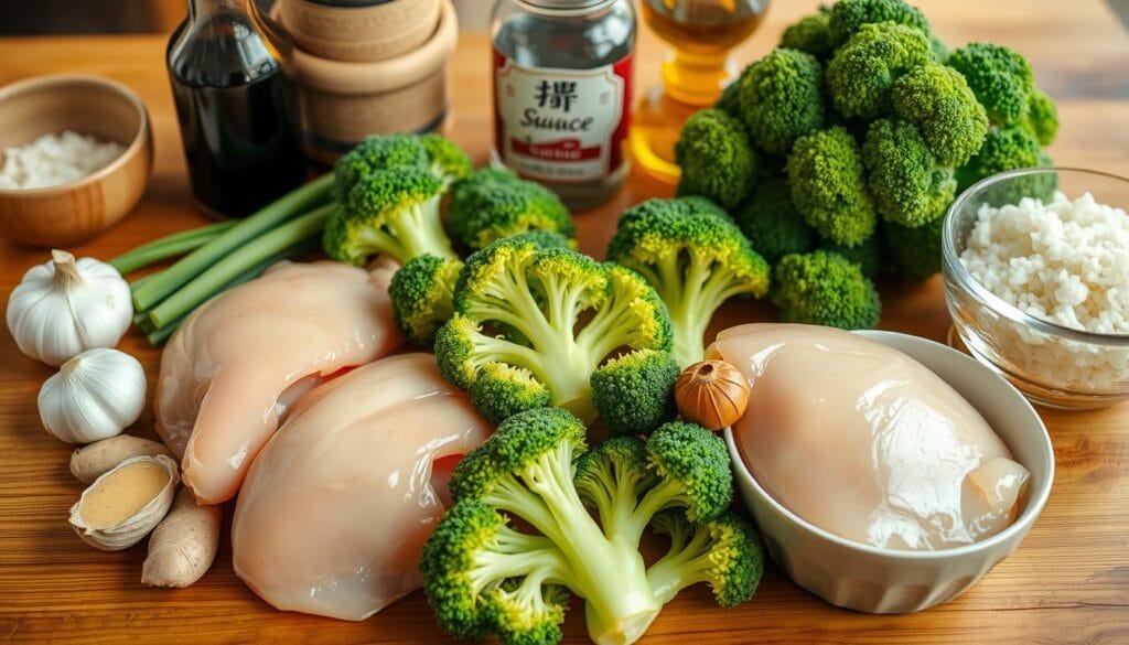 Ingredients for chicken and broccoli recipe