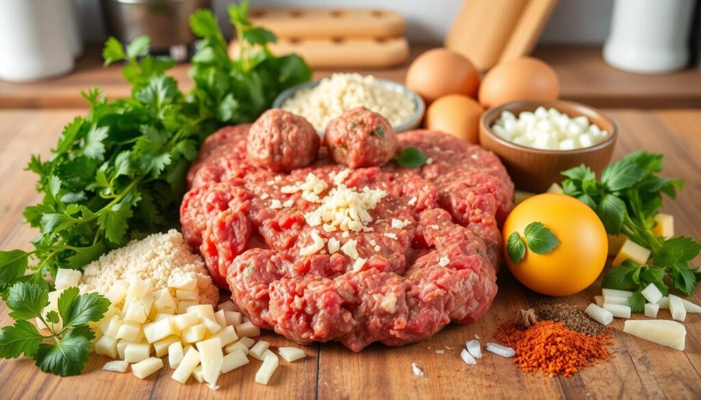 Cheese Stuffed Meatball Ingredients