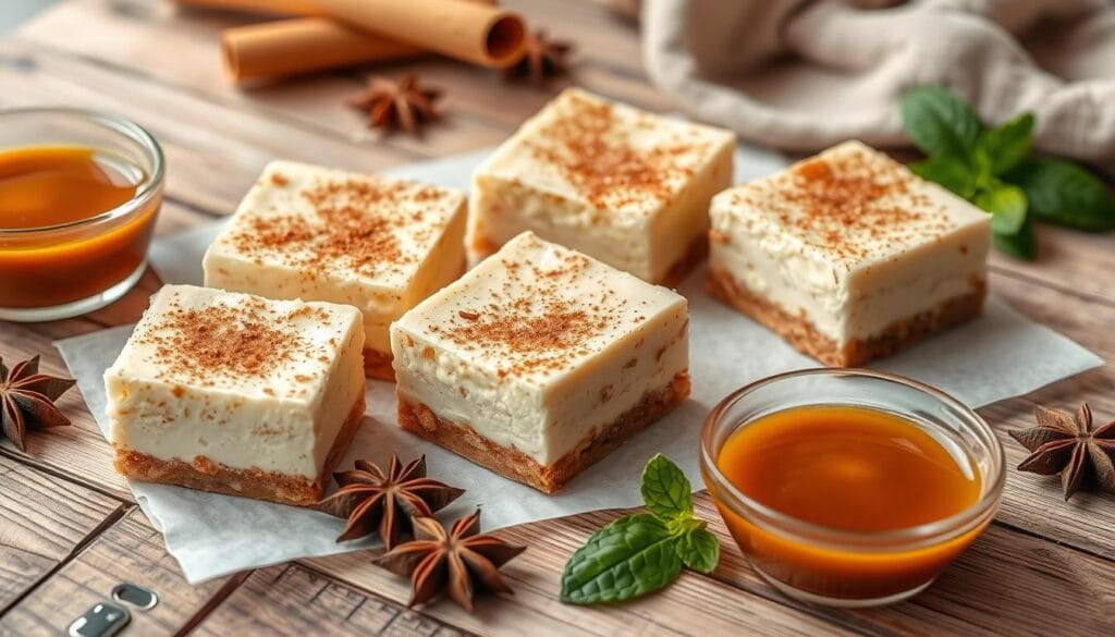 Cinnamon Churro Cheesecake Bars Serving