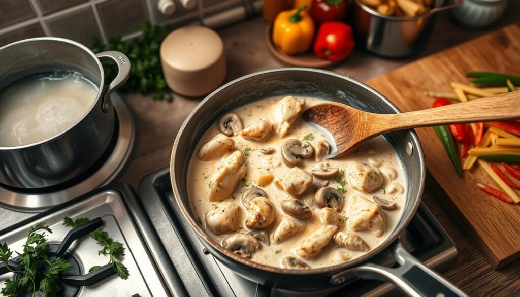 Creamy Chicken Stroganoff Cooking Process